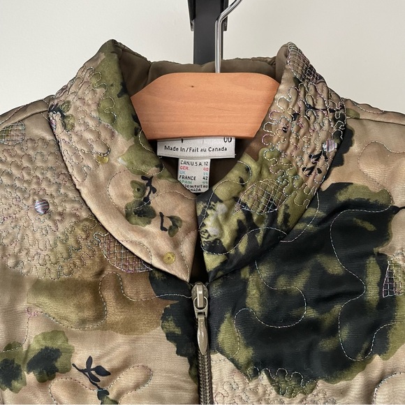 Vintage Joseph Ribkoff Green Short Jacket Coat Floral Embroidered Sequin Size 12 - Picture 5 of 10